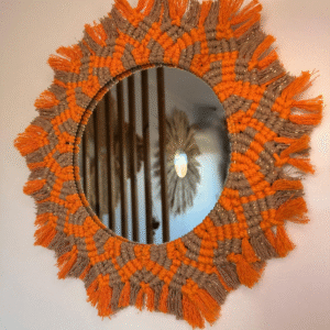 Miroir Macramé bicolore Muscade/Or